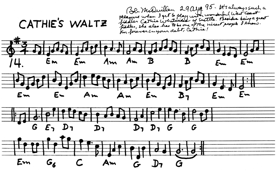 Bob's own chords for Cathie's Waltz, dedicated to Cathie Whitesides.