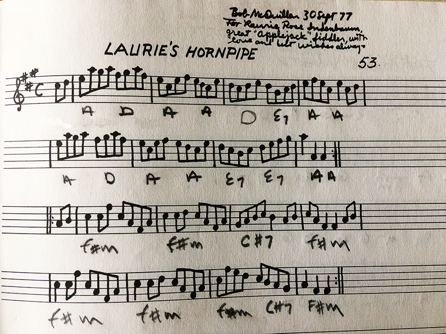 Andy Toepfer's chords for Laurie's Hornpipe, ca. 1979