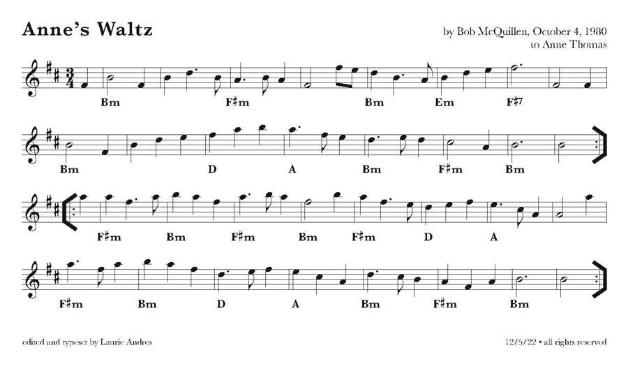 Laurie Andres' chord speculations for Anne's Waltz