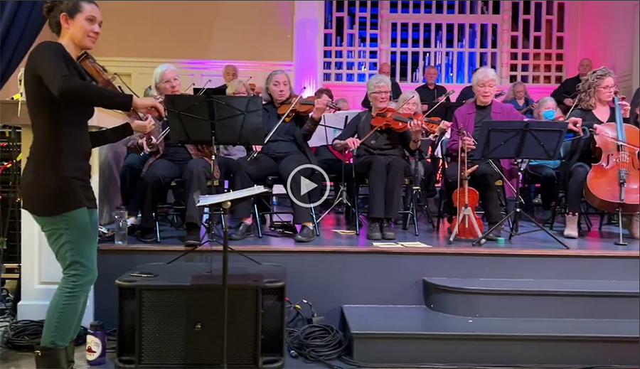 Annika Amstutz leads the Fiddle Orchestra of Western Mass in Multnomah March