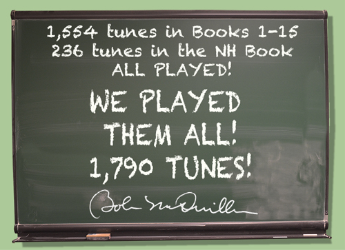 How many tunes are left to play in each book.